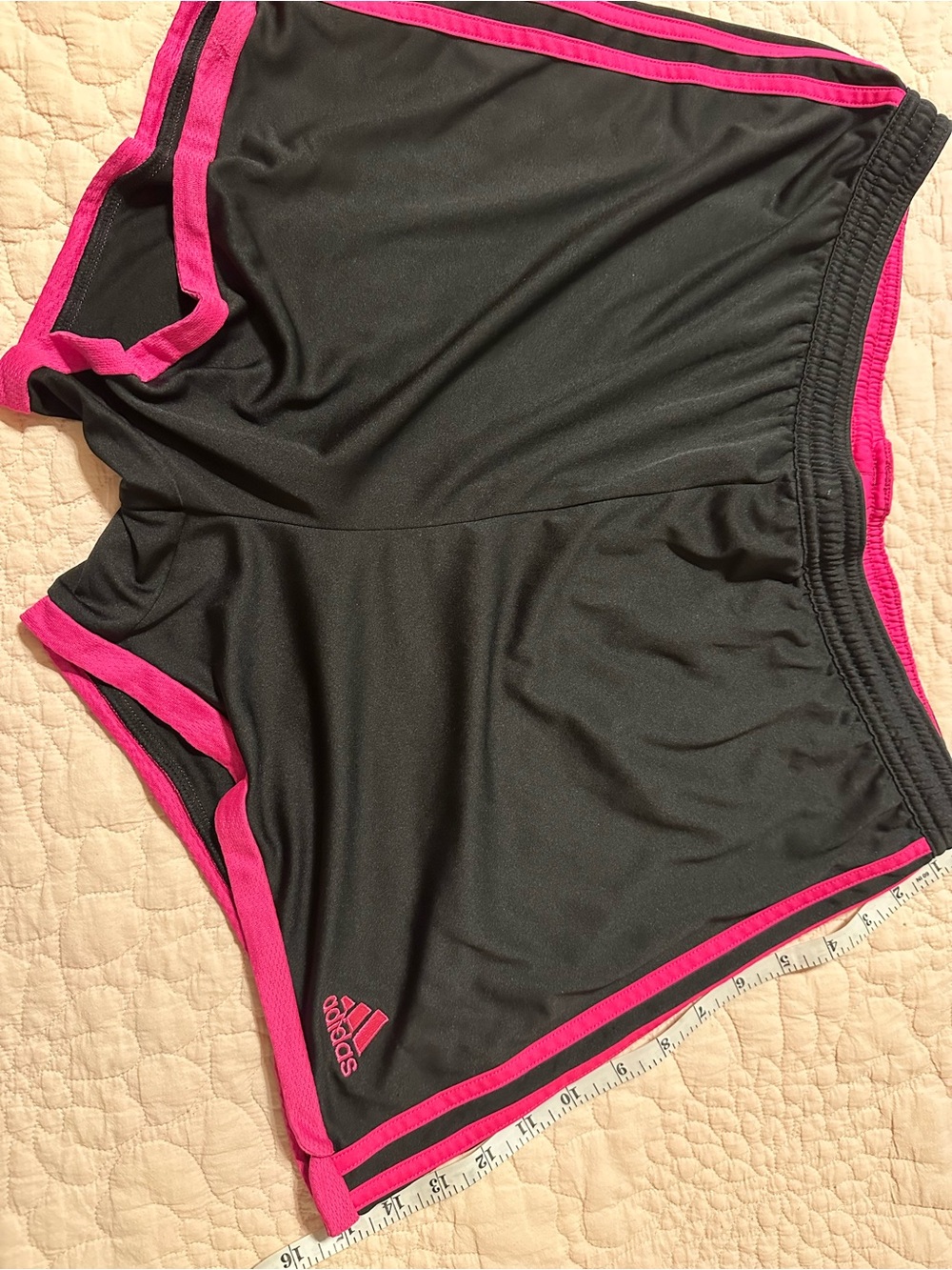 adidas Black Shorts with Hot Pink Trim